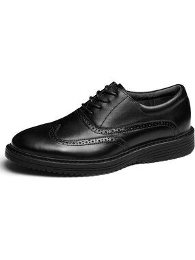 Men's Black Genuine Leather Non Slip Casual Formal Oxford Dress Shoes